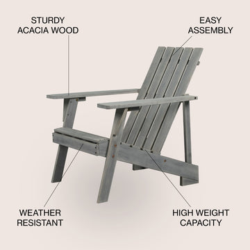 Irving Outdoor Patio Modern Acacia Wood Adirondack Chair - JONATHAN Y